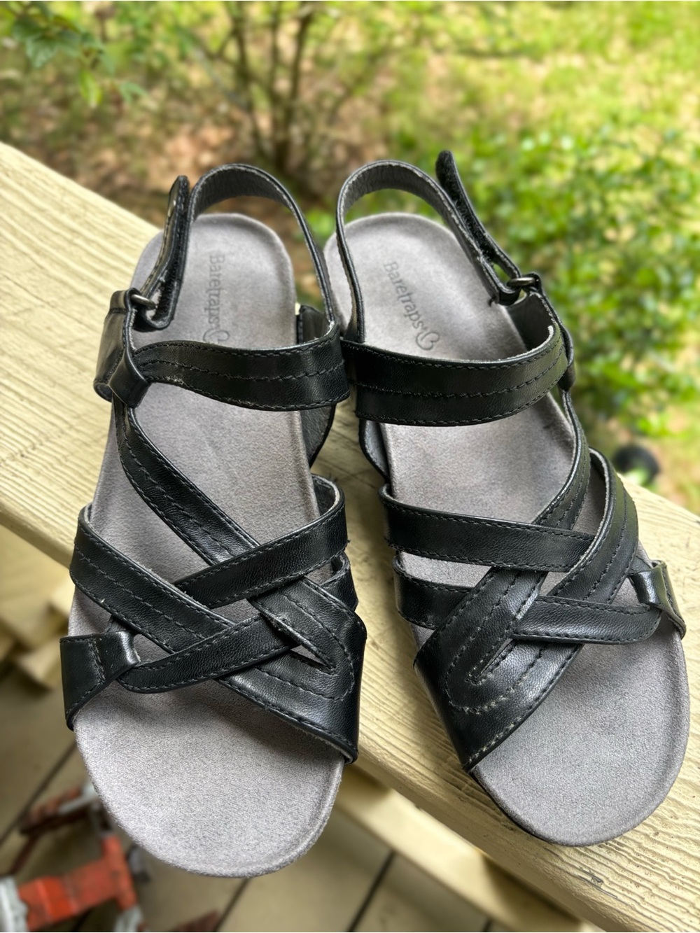 BareTraps Black Strappy Slingback Sandals